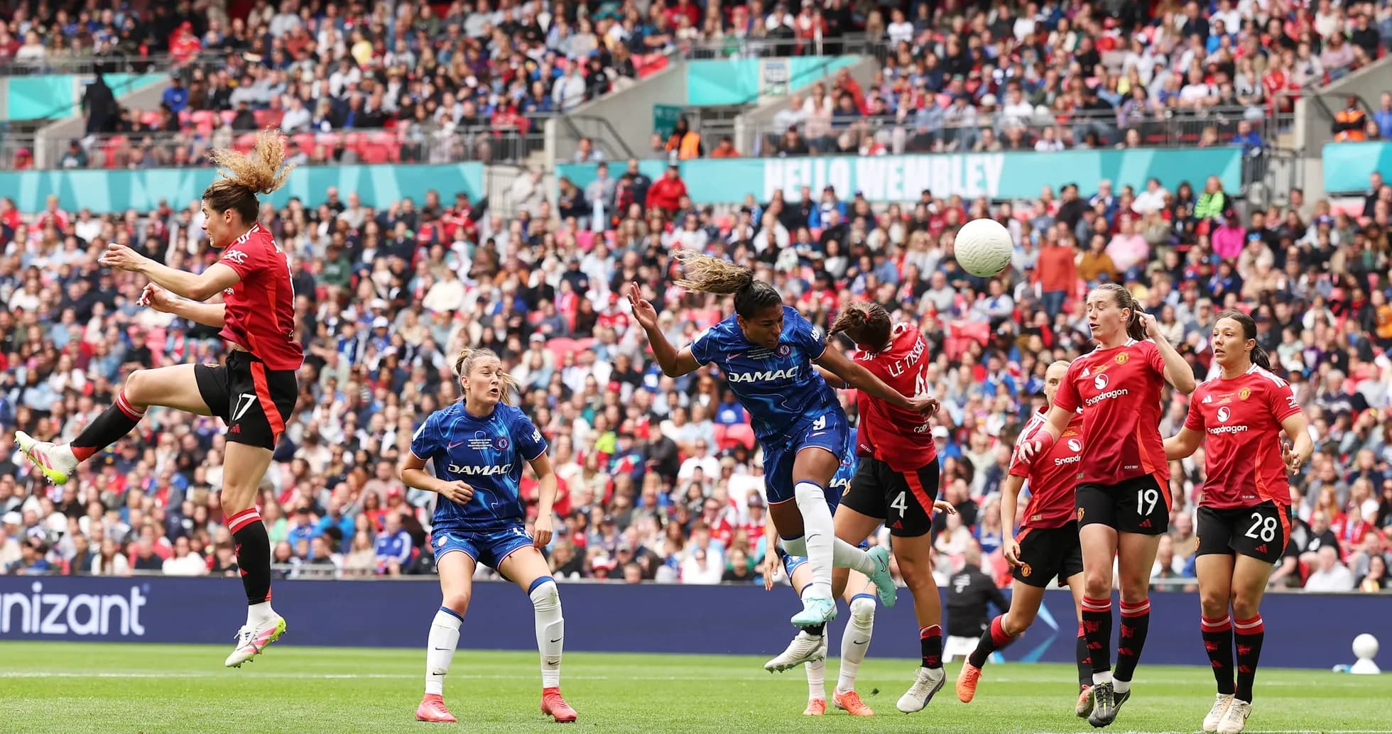 Игроки Chelsea и Manchester United на поле