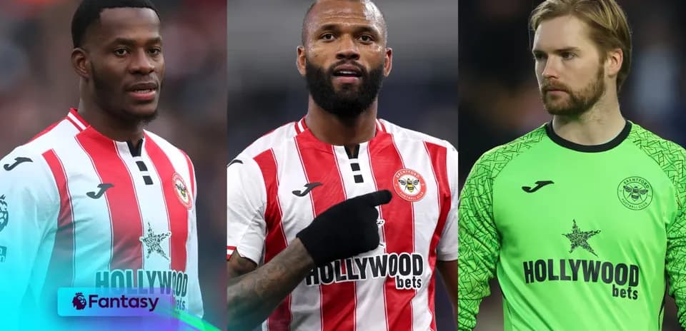 Трое игроков Brentford в клубной форме на поле