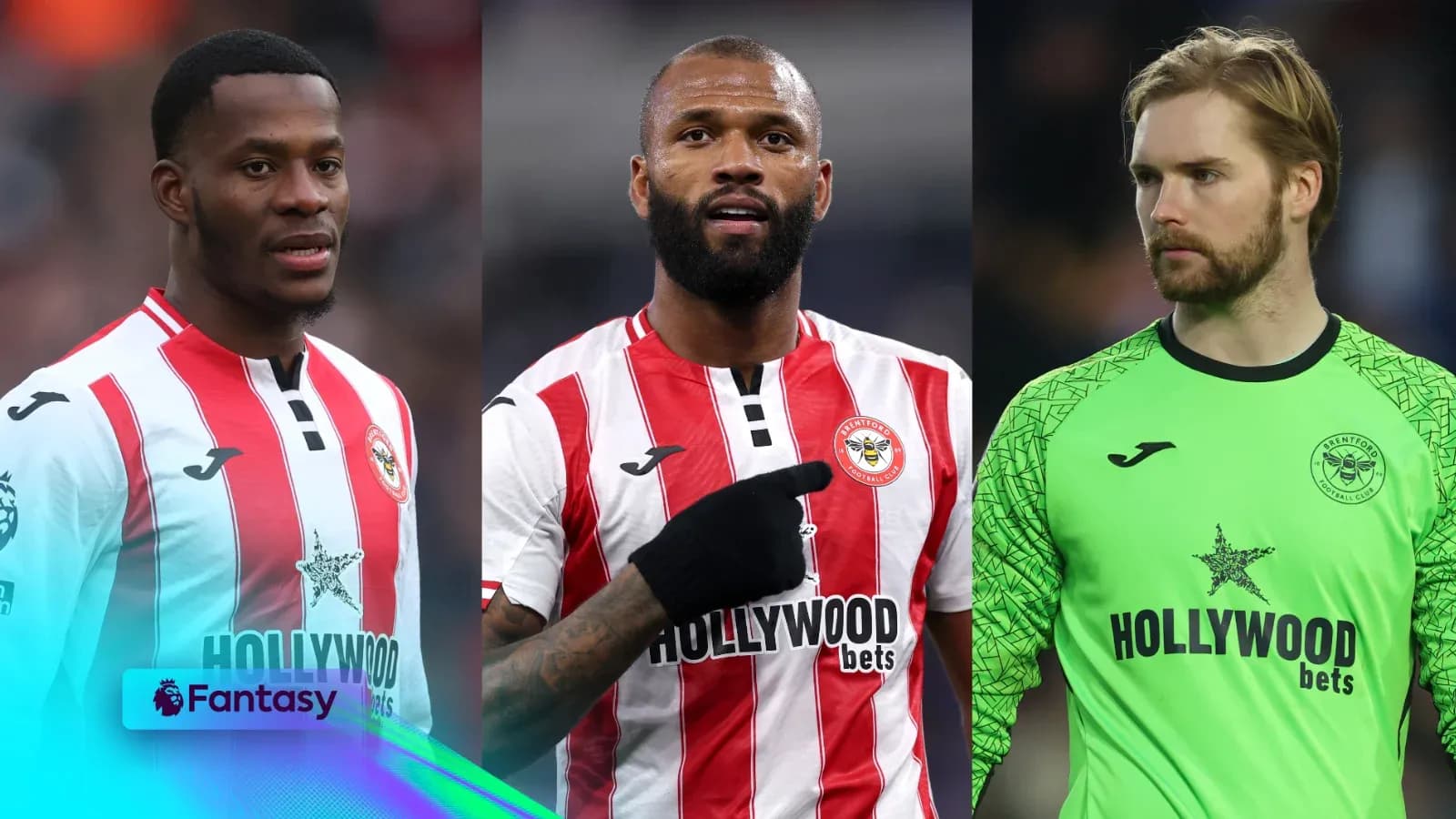 Трое игроков Brentford в клубной форме на поле