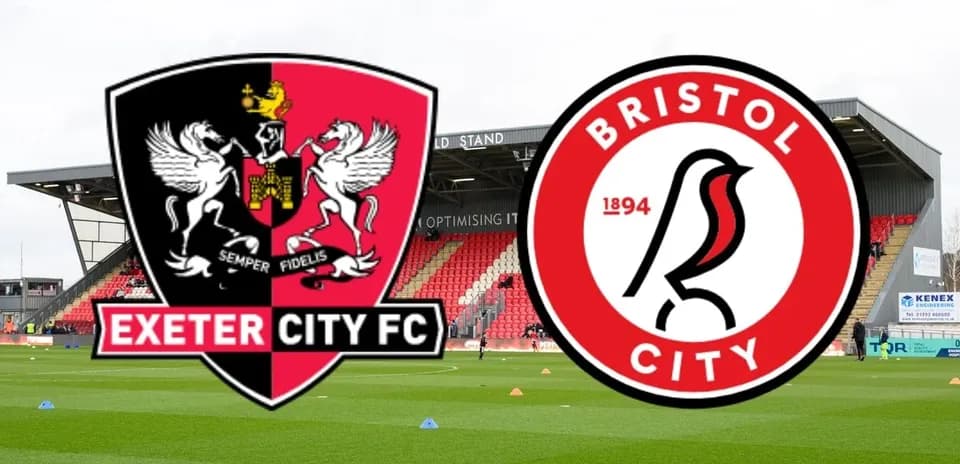 Логотипы Exeter City и Bristol City на стадионе