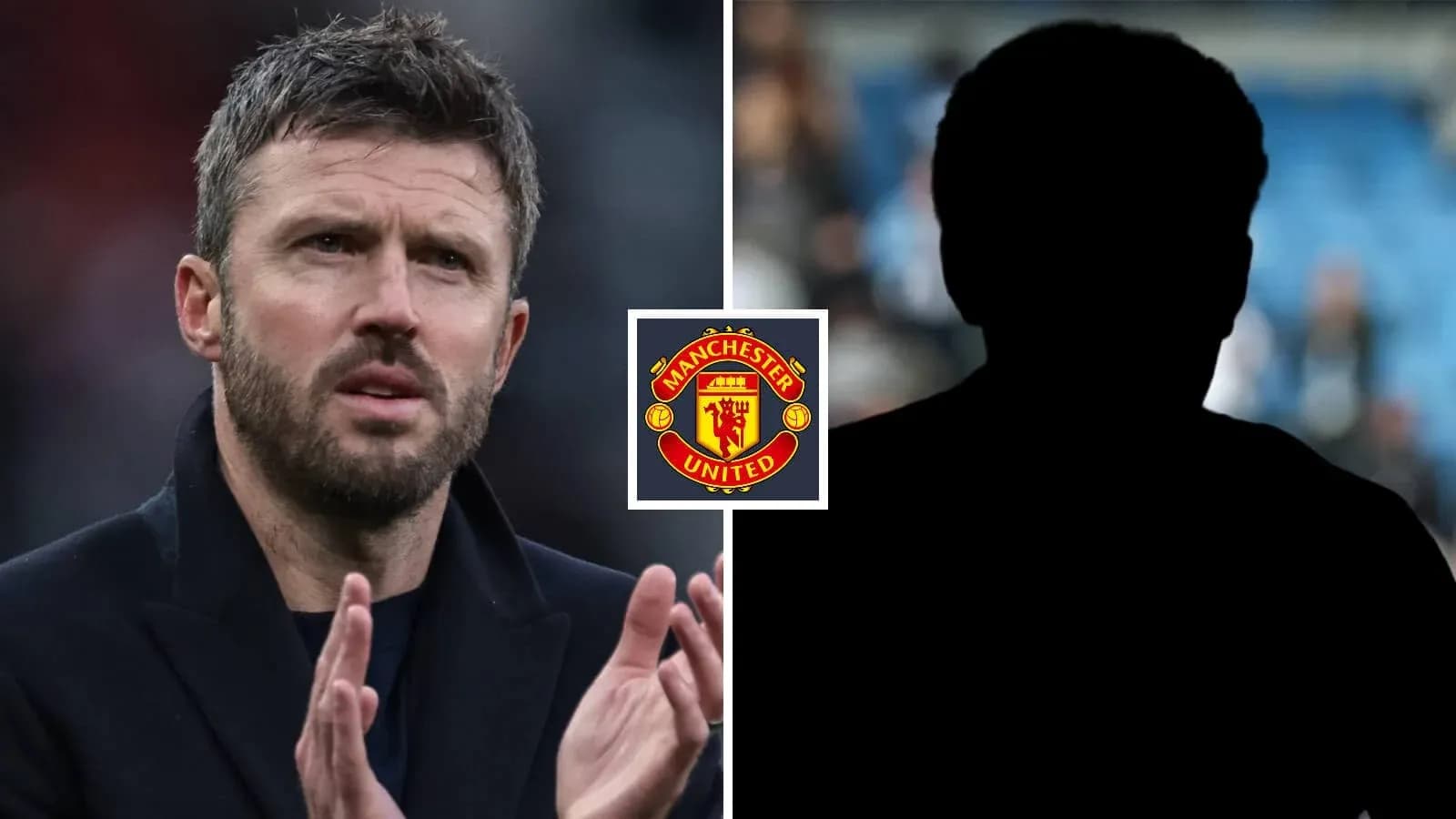 Michael Carrick with Manchester United logo background