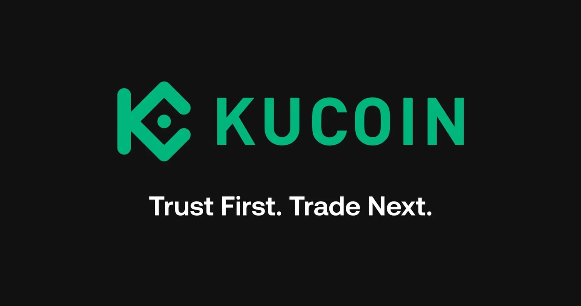 Логотип KuCoin с лозунгом Trust First. Trade Next. Логотип KuCoin с лозунгом Trust First. Trade Next.