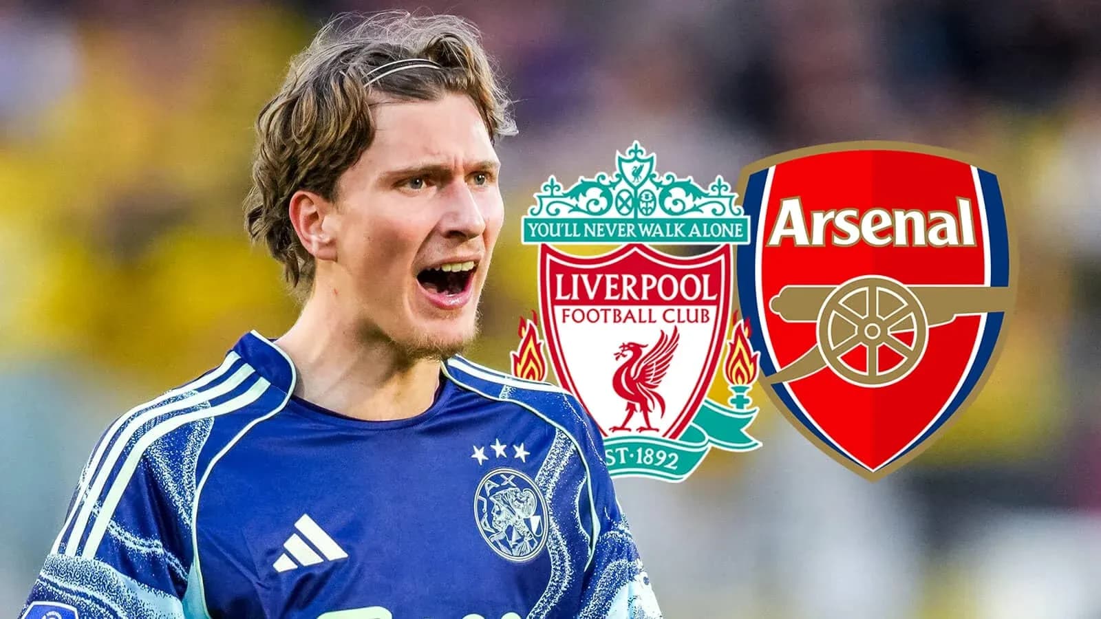 Вратарь в форме Ajax с логотипами Liverpool и Arsenal Вратарь в форме Ajax с логотипами Liverpool и Arsenal